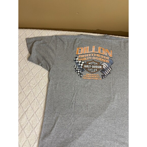 Vtg Harley Davidson Dillion Brothers Omaha Fremont Nebraska 2 Sided Gray Tee  XL - Picture 11 of 15
